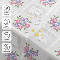 Nappe en PEVA faite à la main par l'usine du Hebei, motif floral coloré imprimé, imperméable et anti-taches pour la maison et les fêtes