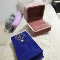 Sacs à bouton-pression avec logo personnalisé Pochette et boîte à bijoux en microfibre Boîte à bijoux personnalisée bleue de luxe avec sac Boîte à bijoux en velours
