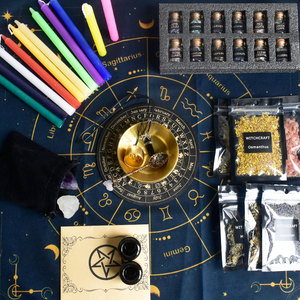 Bộ dụng cụ bói toán bằng pha lê tự nhiên, hộp đá chakra, đá nhân tạo, hoa khô, nến - Product Image 4