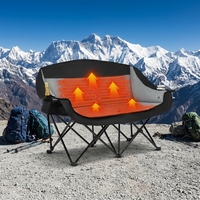 Chaise de camping portable chauffante, double, pliable, 3 températures réglables, 4 zones de chauffage, pour l'extérieur