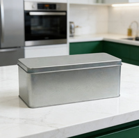 Boîte en fer blanc rectangulaire personnalisée de qualité stable JH pour le stockage de pain, chewing-gum, sandwichs, pâtes, nouilles, chips et autres aliments.