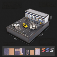 Kit de piste de drift magnétique à l'échelle 1:64, à assembler soi-même, pour modèles de voitures RC électriques, avec aménagement de scène de course miniature, ornement de bureau en plastique et métal