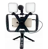 Kit de Vlogging AY-49X : Éclairage, Microphone, Cage Stabilisatrice et Support Téléphone pour Enregistrement Vidéo et Production Cinématographique