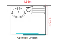 Module de salle de bain modulaire 1260x1550mm avec plateau SMC en verre dépoli 3C et douche réglable