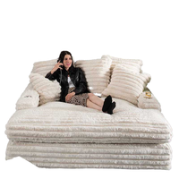 Canapé-lit modulaire carré moderne en mousse à mémoire de forme compressée avec housse en chenille et dossier coussiné, idéal pour hôtels et appartements (vente en gros)