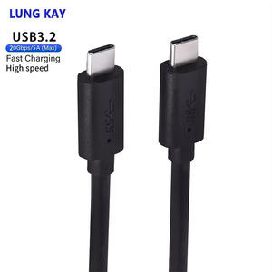 Lung Kay <b>Usb</b> 3.2 Data <b>Cable</b> C <b>To</b> C Black Fast Charging For Mobile Phone Computer - Product Image 2