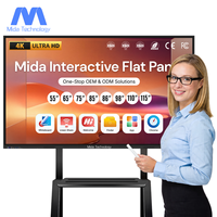 Pantalla Interactiva Inteligente MIDA ODM/OEM de Fábrica, 4K UHD Android de 55 Pulgadas, Monitor con Pantalla Táctil de 20 Puntos, Pizarra Interactiva
