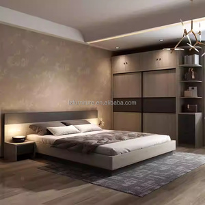 Affordable Studio Apartment <b>Bedroom</b> Furniture Sets Durable Wooden Bed with Full-Height Wardrobe <b>Vanity</b> Desk & Nightstands - Product Image 2