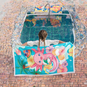 Custom Printed Kids <b>Beach</b> <b>Towel</b> <b>Microfiber</b> Quick Dry Swim <b>Towel</b> Axolotl Pattern Summer Rectangle <b>Towel</b> - Product Image 2