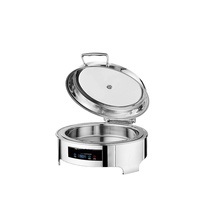 Chauffe-Plats Électrique en Acier Inoxydable avec Contrôle Intelligent de la Température, Isolation, Couvercle Hydraulique Transparent et Compatible Lave-Vaisselle