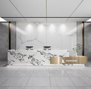 Modern Matte Black Reception Desk LED <b>Light</b> Curved Shape Office Lobby Hotel Beauty Salon Clinic Front Counter - Product Image 6