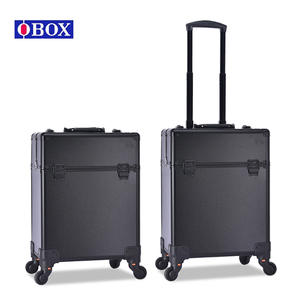 Valise à maquillage Obox avec poignée télescopique, roulettes pivotantes, verrouillage, couleur unie, métal, boîte à outils professionnelle pour le rangement à domicile - Product Image 1