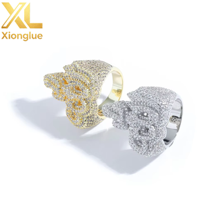 Flame Rune Motif Moissanite <b>Rings</b> <b>Iced</b> Out Pave Copper 18K Solid Gold PVD Hip Hop Custom Jewelry Wholesaler B2B OEM - Product Image 5