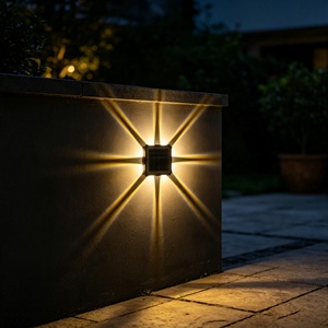 Hot selling black IP65 waterproof solar wall <b>light</b> 8LED outdoor staircase <b>corridor</b> and garden decoration LED <b>light</b> - Product Image 2