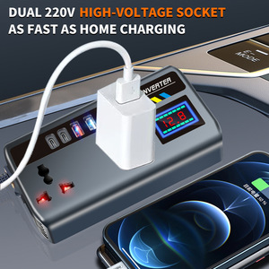 <span class=keywords><strong>Chargeur</strong></span> de voiture universel <span class=keywords><strong>12V</strong></span>/24V vers 220V avec onduleur PD 3.0 et sortie 200W pour ordinateurs portables et outils électriques - Idéal pour les voyages et le <span class=keywords><strong>camping</strong></span> - Product Image 3