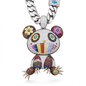Pendentif Breloque Animal en Argent 925 avec Micro-Incrustation de Zircon, Pavé Complet de Zircons Ronds Brillants, Cadeau Bijou - Product Image 1