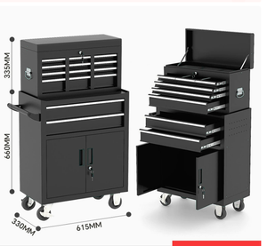 Gabinete de Herramientas Móvil de Hierro con Recubrimiento en Polvo de 8 Cajones con Carro de Reparación Automotriz Multifunción HS-142 - Product Image 2