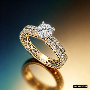 Personnalisé S925 | 10K | 14K | Bague de mariage en or massif 18 carats avec diamant rond de 1 carat cultivé en laboratoire, taille brillant, qualité VVS-VS - Product Image 4