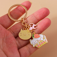 Porte-clés chat en alliage émaillé, breloque de sac, chaton mignon, breloques multiples, décoration de sac à main, accessoire de mode élégant, cadeau pour les amoureux des chats et les filles