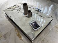 Table basse rectangulaire en quartz blanc, marbre, style italien de luxe, adaptée au salon, à usage domestique