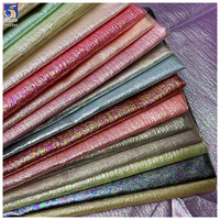 Prix de gros, tissu en organza brillant en polyester, rouleau de tissu organza brillant métallique, couleurs irisées