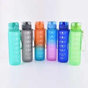 Hot bán nhựa thể thao chai nước sinh thái thân thiện BPA miễn phí lật khóa hàng đầu cho uống xe đạp phòng tập thể dục W/quy mô đo thời gian đánh dấu
