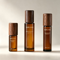 En stock 1000 pièces Flacons roll-on en verre 5ml 10ml 15ml avec bouchon en bambou pour huiles essentielles, massage, échantillons de parfum