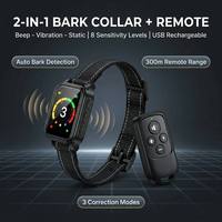 Furrivo 2-in-1 Hunde-Bellhalsband mit Fernbedienung, Piepton, Vibration, Schock, Wiederaufladbar, Farbdisplay, Anti-Bell-Training, Manuell, OEM