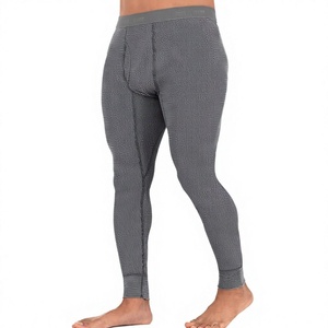 Leggings Negros de Cintura Alta para Hombre, Ajustados, de Punto, de Algodón y Poliéster, Casuales de Invierno, de Color Sólido, Transpirables, Térmicos, de Secado Rápido, Estilo Vintage - Product Image 1