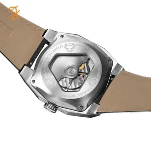 Relógio de pulso mecânico SANYIN Horas giratórias exclusivo para homens, relógio de pulso mecânico de marca personalizada em aço inoxidável