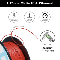 Filament PLA mat Hello3d pour imprimantes 3D FDM, 1,75 mm, 1 kg, 100 % matière vierge, longueur 340 m