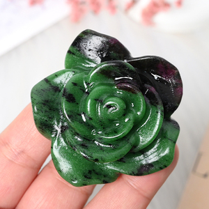 Bán buôn tay tự nhiên chạm khắc Obsidian thạch anh pha lê hoa hồng dễ thương màu hồng thạch anh <span class=keywords><strong>mini</strong></span> hoa chạm khắc để trang trí - Product Image 4