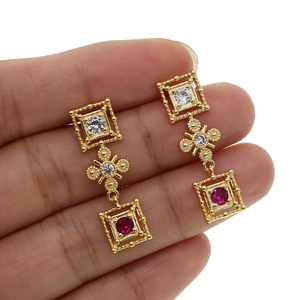 Boucles d'oreilles vintage pour femmes, bijoux en plaqué or, style palais, classique, mode, pendentifs - Product Image 6