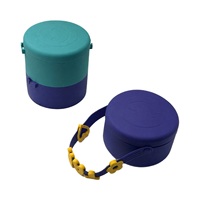 Conteneur alimentaire pour animaux de compagnie en silicone de qualité alimentaire, empilable, double couche, avec poignée personnalisée, sans BPA, pour chiens et chats