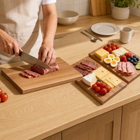 Acacia houten snijplank set van 3 met standaard, multi-formaat boekvormige houten snijplanken voor keukenvoorbereiding