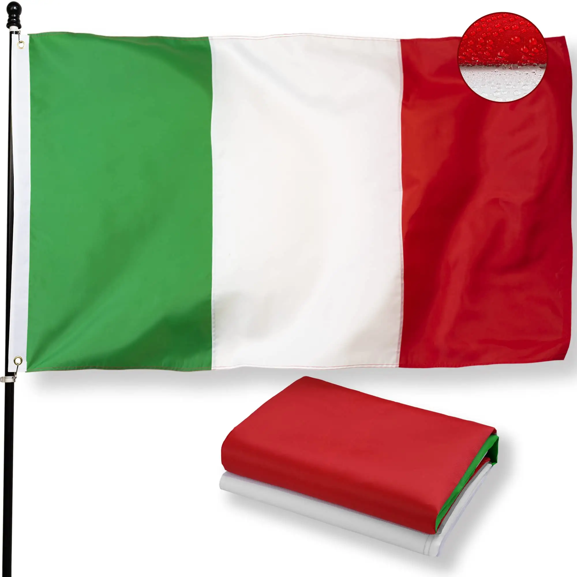 في المخزون علم إيطاليا أخضر أبيض أحمر العلم الوطني 3x5ft بوليستر مخصص العلم الإيطالي بألوان زاهية