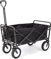 Chariot de camping pliable à 4 roues avec cadre en acier, chariot de plage portable robuste pour le camping et les pique-niques en plein air