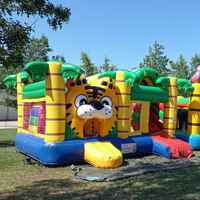 Château gonflable de saut pour enfants en PVC commercial pour l'extérieur, jungle safari tigre, avec toboggan pour fête