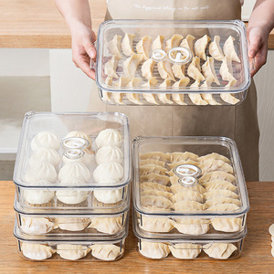 Dumpling And Wonton Storage Box With <b>Lid</b> Multi Layer Transparent Rectangle Food Storage <b>Container</b> For Fridge Organizer - Product Image 1
