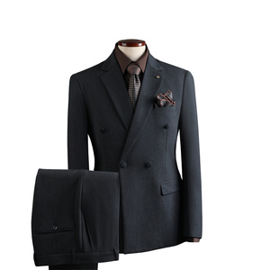 Completo Formale da <span class=keywords><strong>Uomo</strong></span> per Matrimonio, <span class=keywords><strong>Abito</strong></span> Professionale Casual Doppiopetto con Pantaloni Slim Fit e Chiusura a Zip in Lana Pettinata - Product Image 3