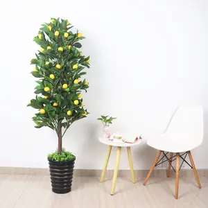 Top quality artificial bonsai lemon tree with thin leaves yellow fruits