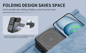 QC3.0 3-in-1 Magnetic Charger Multi-Function Foldable Wireless Charging Station for iPhone Smart Watch <strong>Headset</strong> 9V/2A Input - Product Image 3