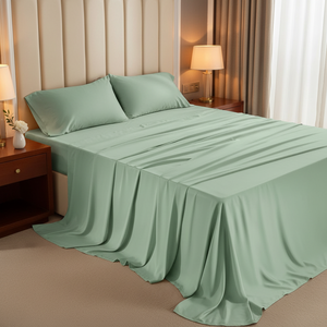 4Pcs Cooling Breathable 300tc Bed Set 100% <b>Bamboo</b> Fiber <b>Sheets</b> Queen Size Deep Pocket Home Hotel Use - Product Image 5