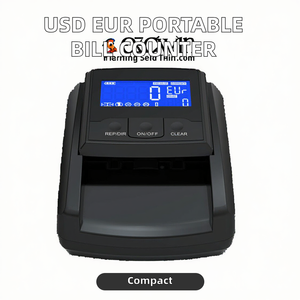 Détecteur et compteur de billets USD/<span class=keywords><strong>EUR</strong></span> Semtom, mini portable avec écran LCD, 600 billets/min, batterie lithium-ion, matériau plastique - Product Image 2