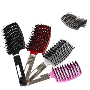 Peine de peluquería iónico grande y curvo con mango de PC, cerdas mixtas para uso doméstico, masaje, peinado y alisado, peine de espina con mango de plástico - Product Image 1