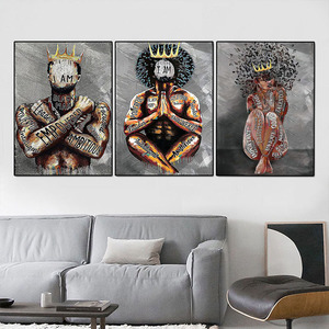 Espressioni motivazionali Black Man Portrait Wall Art I am Empowered King Painting stampe su tela astratte - Product Image 5