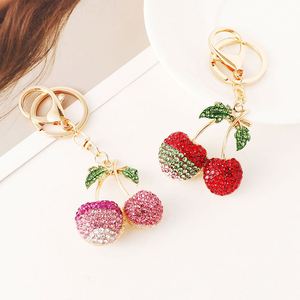 Wholesale Crystal Fruit Cherry Blossom Charm <b>Key</b> <b>Chain</b> Holder Custom Bling Rhinestone Cherry Keychain for Bag Accessories - Product Image 4