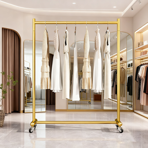 MR01 OEM 허용 바닥 스탠딩 금속 의류 랙 조정 가능한 롤링 의류 랙 상업용 의류 랙 스탠드 사용 - Product Image 3