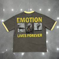 T-shirt à manches courtes pour couple, style européen et américain, imprimé devant et derrière, lettres tendance, sport, vente chaude, émotions mixtes