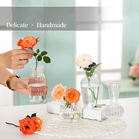 Vase de table moderne en verre borosilicate transparent, pour fleurs courtes, petites roses, décoration de mariage et de maison, couleur personnalisable
